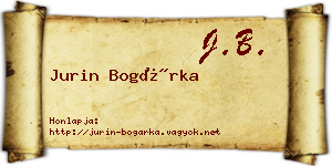 Jurin Bogárka névjegykártya